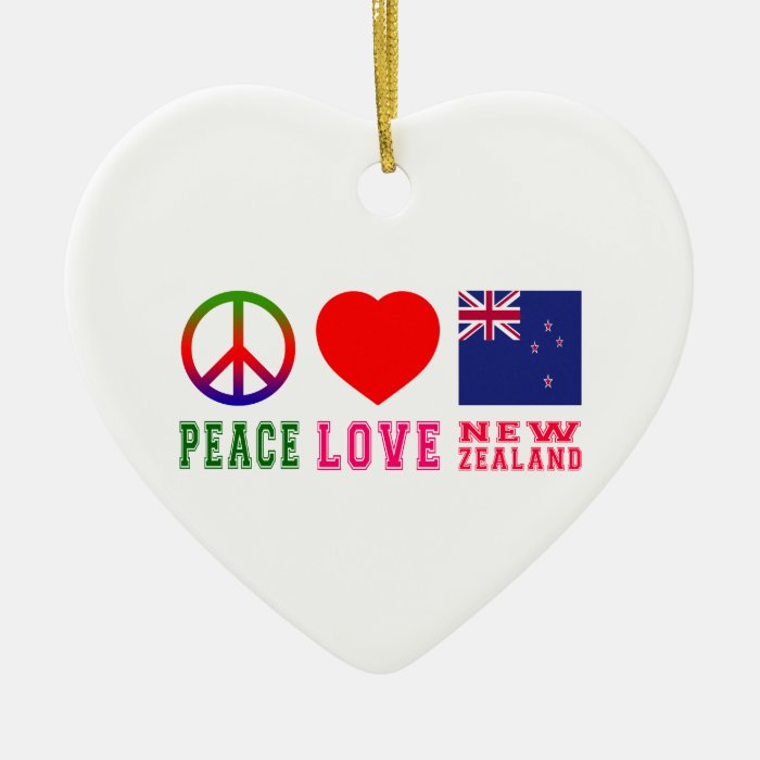 Peace Love New Zealand Christmas Ornaments