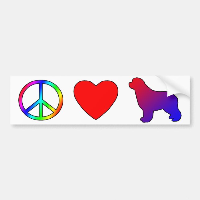 Peace Love Newfoundlands Bumper Sticker (Front)