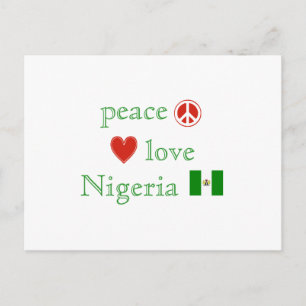 Peace Love Nigeria Heart and Nigerian Flag Postcard