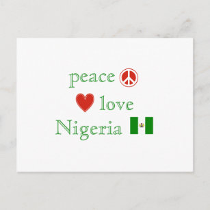 Peace Love Nigeria Heart and Nigerian Flag Postcard