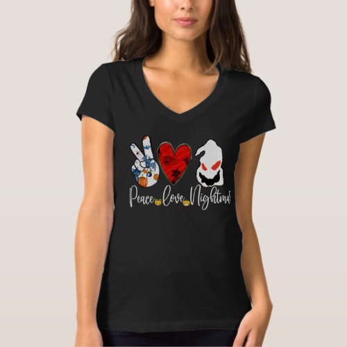 peace love nightmare horror halloween shirt womens