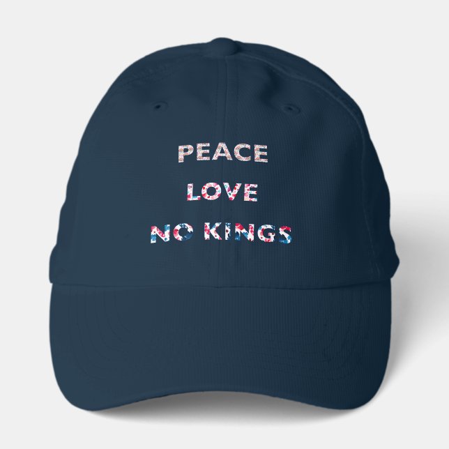Peace Love No Kings Pattern Filled Inspirational Performance Cap (Front)