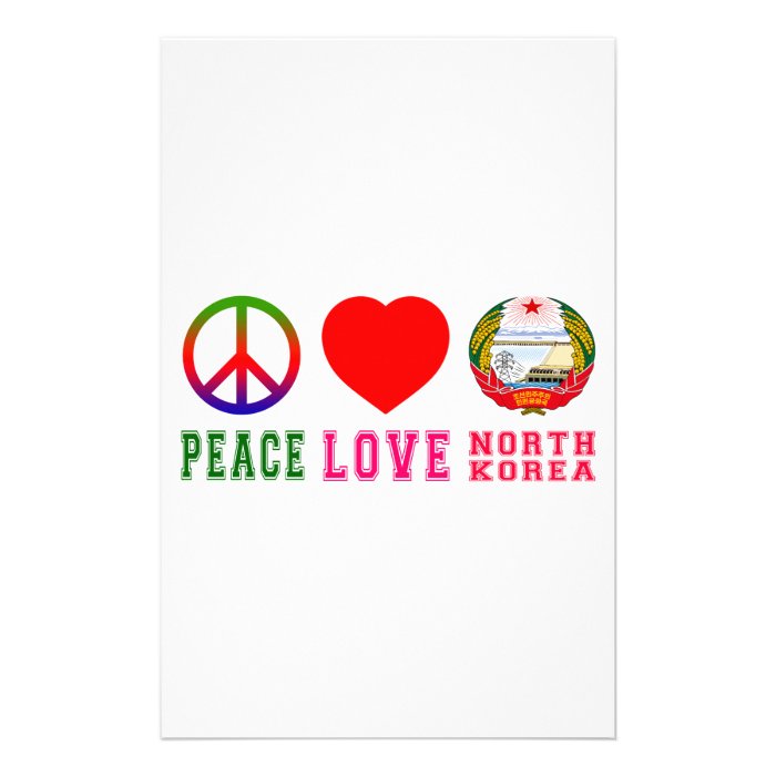 Peace Love North Korea Custom Stationery
