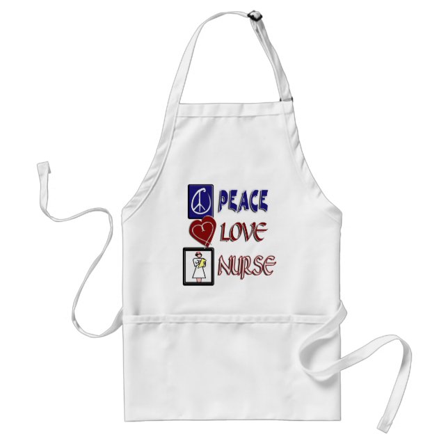PEACE LOVE NURSE ADULT APRON (Front)