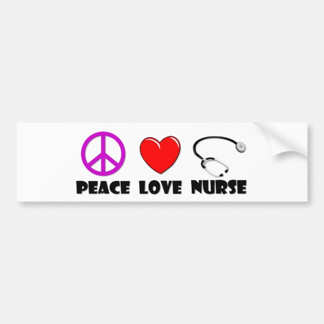 Peace Love Nurse Bumper Sticker (Front)