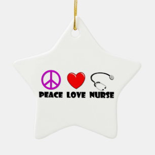 Peace Love Nurse Ceramic Ornament