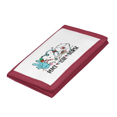 Peace Love Nurse Christmas Trifold Wallet