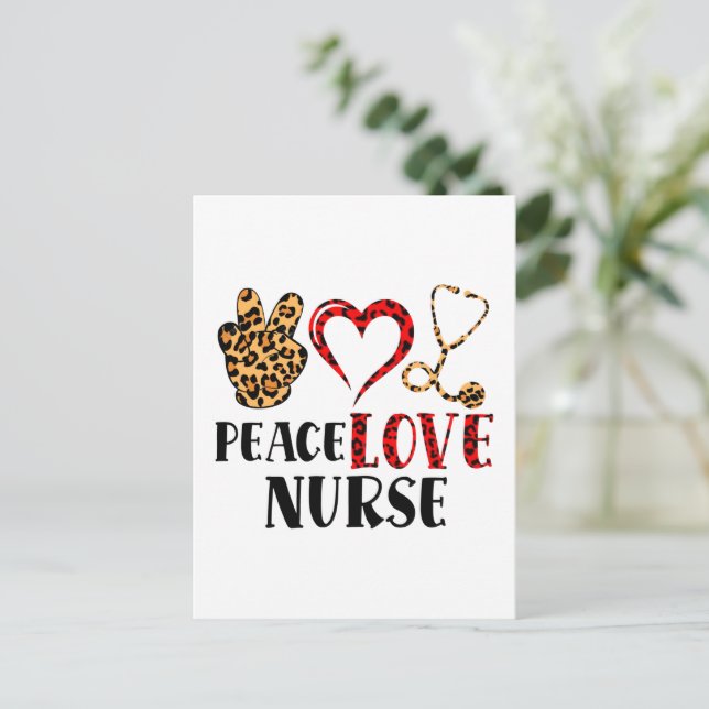 Peace Love Nurse – Cute Nurse Design (2) Postcard (Standing Front)