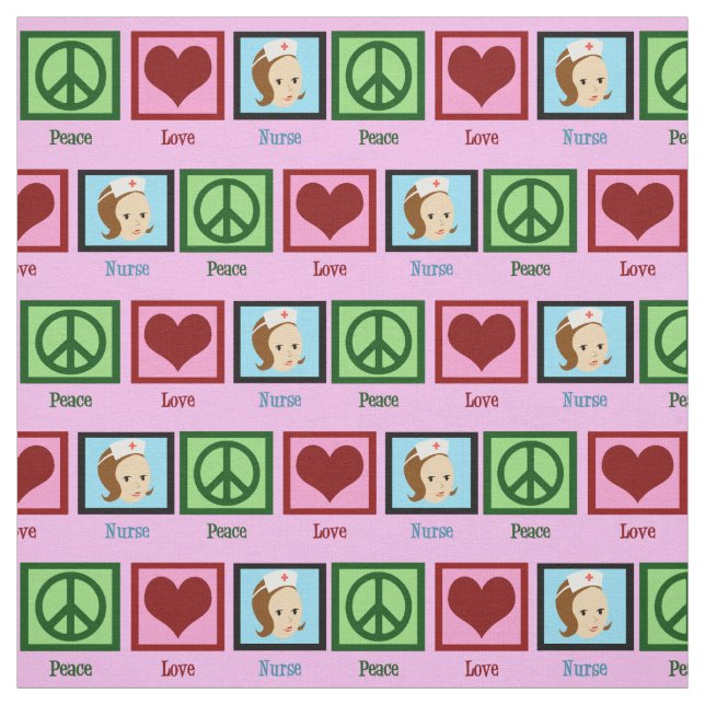 Peace Love Nurse Fabric (Swatch)