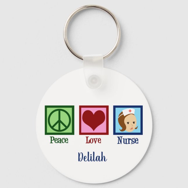 Peace Love Nurse Keychain (Front)
