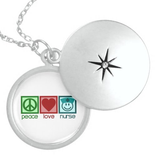 Peace Love Nurse Locket Necklace