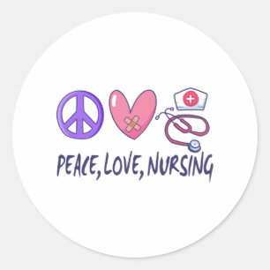 Peace Love Nursing Classic Round Sticker