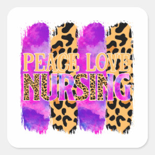 Peace Love Nursing – Cute Nurse Design (2) Square Sticker