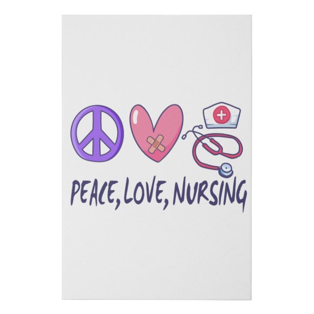 Peace Love Nursing Faux Canvas Print (Front)