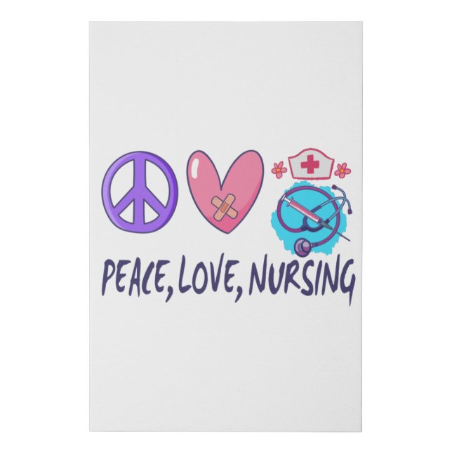 Peace Love Nursing Faux Canvas Print (Front)