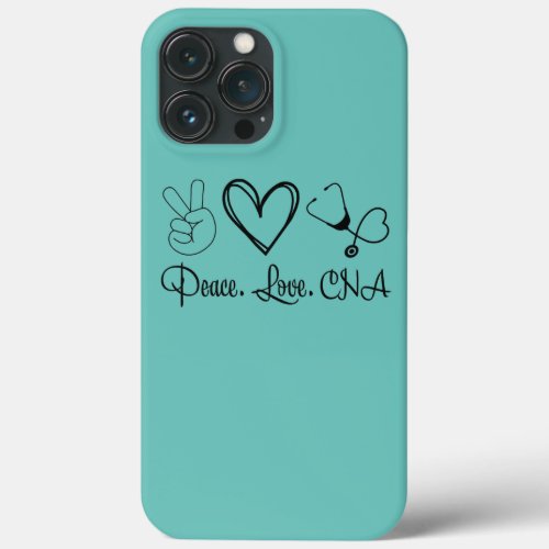 Peace Love Nursing Leopard Heart Stethoscope iPhone 13 Pro Max Case