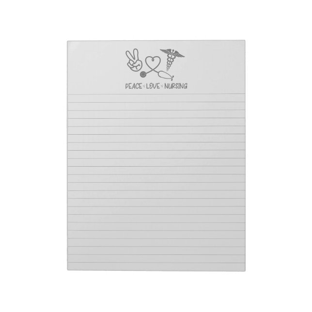 Peace Love Nursing Lined Notepad (Rotated)