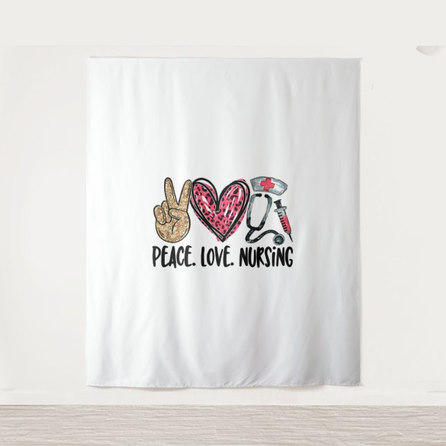 peace love nursing shirt tapestry (Front)