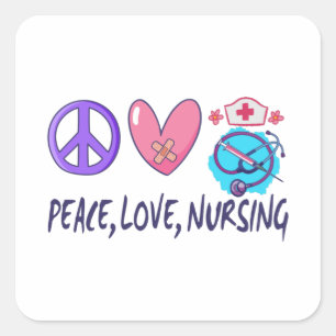 Peace Love Nursing Square Sticker