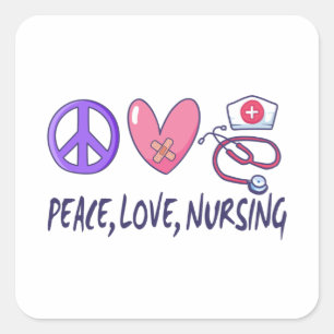 Peace Love Nursing Square Sticker