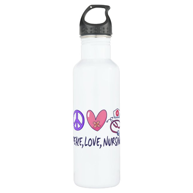 Peace Love Nursing Stainless Steel Water Bottle (Front)