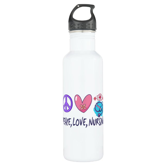 Peace Love Nursing Stainless Steel Water Bottle (Front)