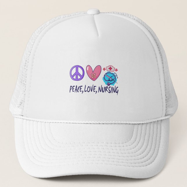 Peace Love Nursing Trucker Hat (Front)