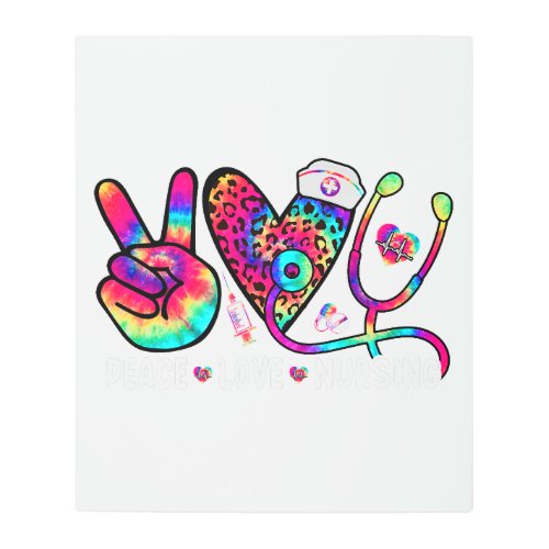 Peace Love Nursing Valentines Day Stethoscope Nur Metal Print