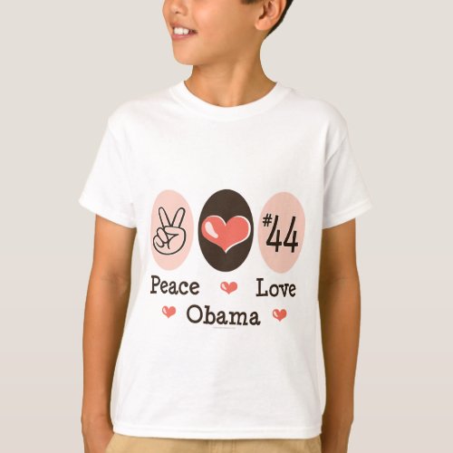 Peace Love Obama 44 Kids T shirt