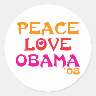 Peace Love Obama Classic Round Sticker