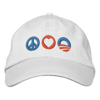 Peace Love Obama Embroidered Baseball Hat