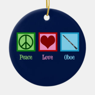 Peace Love Oboe Ceramic Ornament