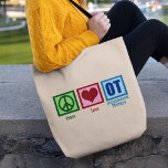 Peace Love Occupational Therapy Tote Bag<br><div class="desc">A peace sign,  heart,  and the letters OT make a great gift for an occupational therapist.</div>