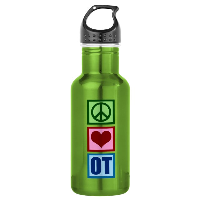 Peace Love Occupational Therapy Water Bottle (Front)