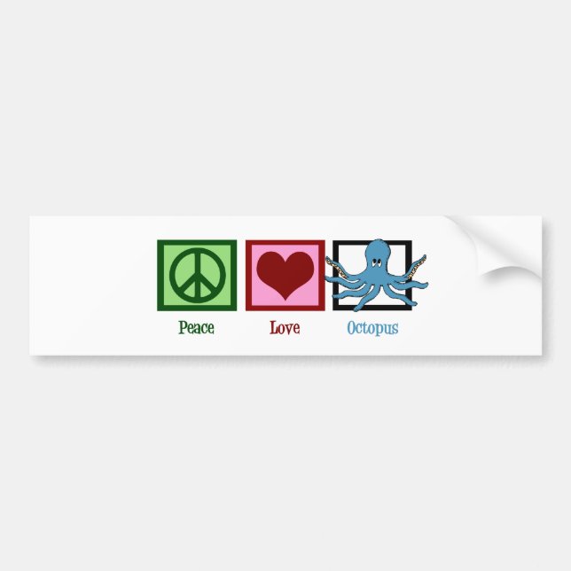 Peace Love Octopus Bumper Sticker (Front)