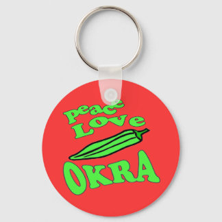 Peace Love Okra Keychain