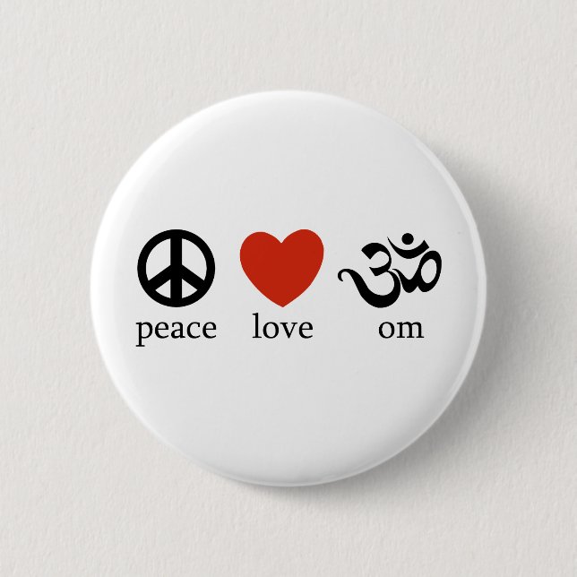 Peace Love Om Pinback Button (Front)