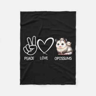 Peace Love Opossums Funny Possums Opossum Lover Fleece Blanket