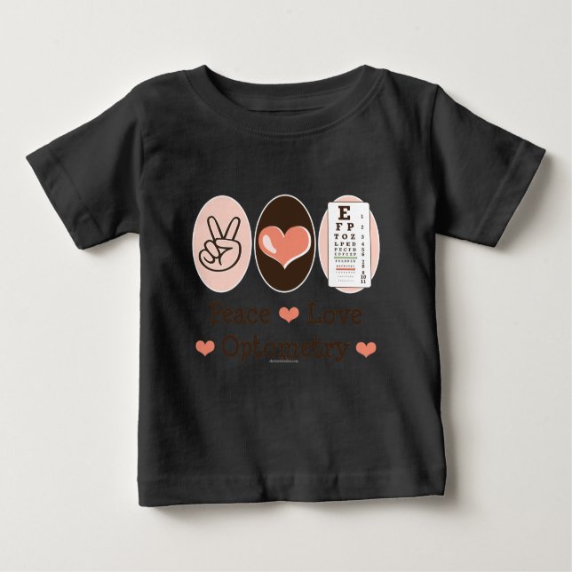 Peace Love Optometry Optometrist Baby Bodysuit (Front)
