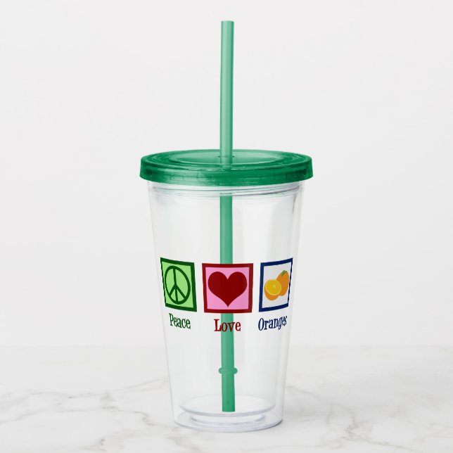 Peace Love Oranges Acrylic Tumbler (Front)