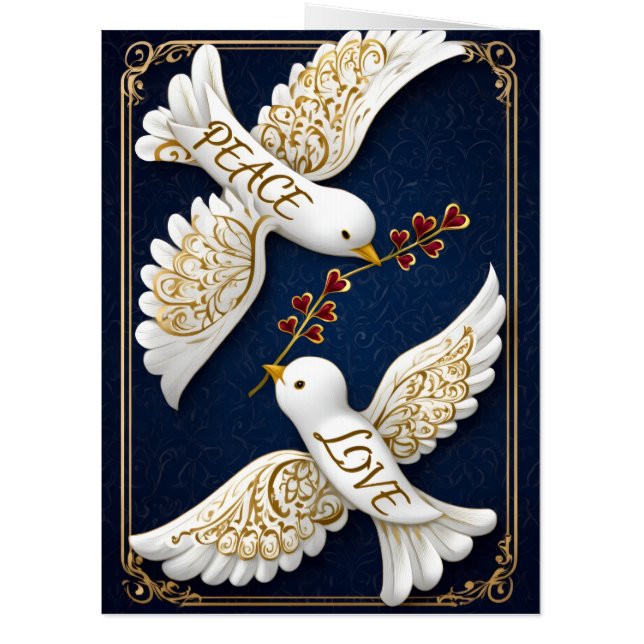 Peace & Love Ornate Dove Art Card (Back)