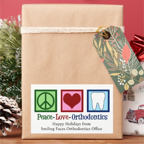 Peace Love Orthodontics Custom Christmas Rectangular Sticker