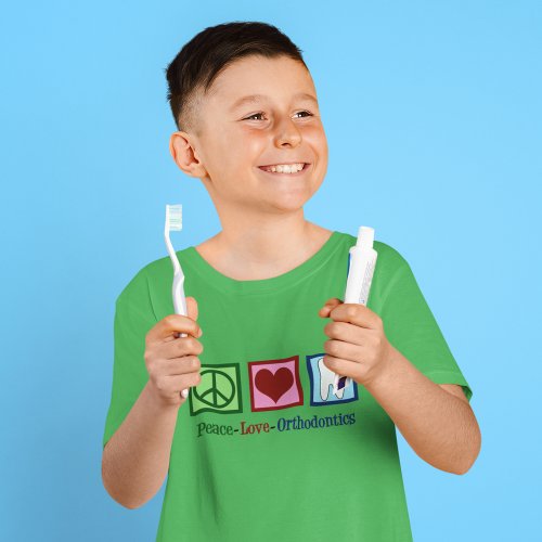 Peace Love Orthodontics Kids T_Shirt