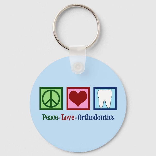 Peace Love Orthodontics Office Cute Orthodontist Keychain (Front)