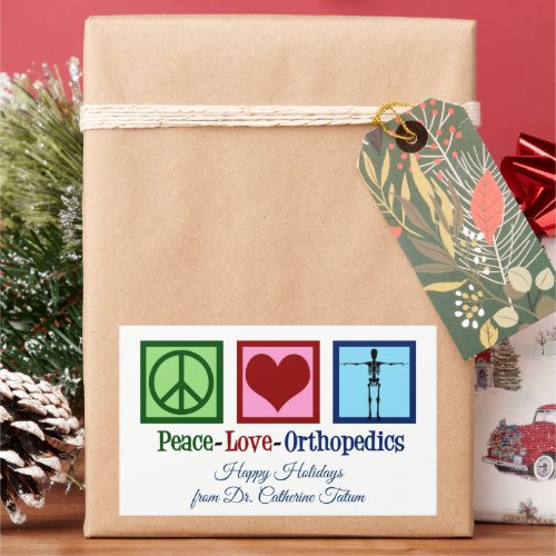 Peace Love Orthopedics Personalized Christmas Rectangular Sticker