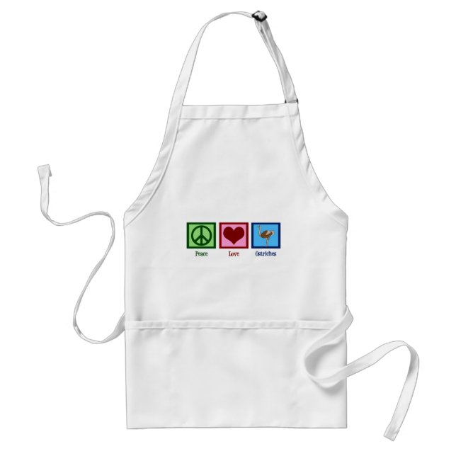 Peace Love Ostriches Adult Apron (Front)
