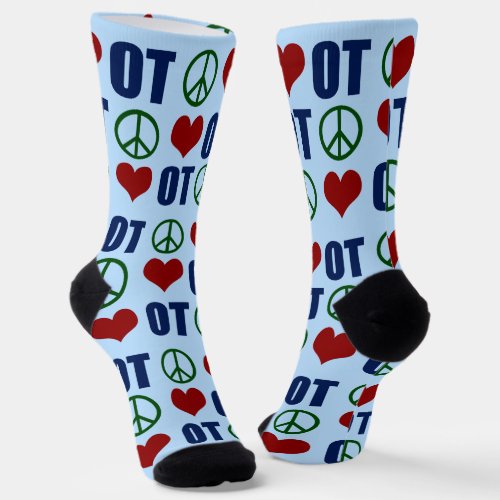 Peace Love OT Cute Occupational Therapist Socks