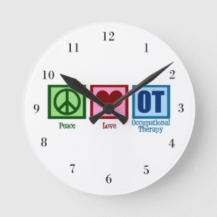 Peace Love OT Round Clock