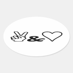 Peace & Love Oval Sticker