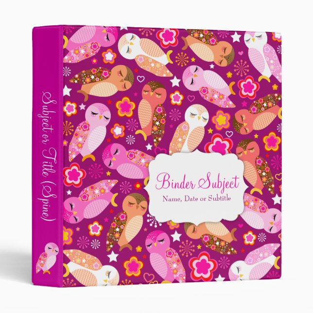 Peace & Love Owls 3 Ring Binder (Front/Spine)